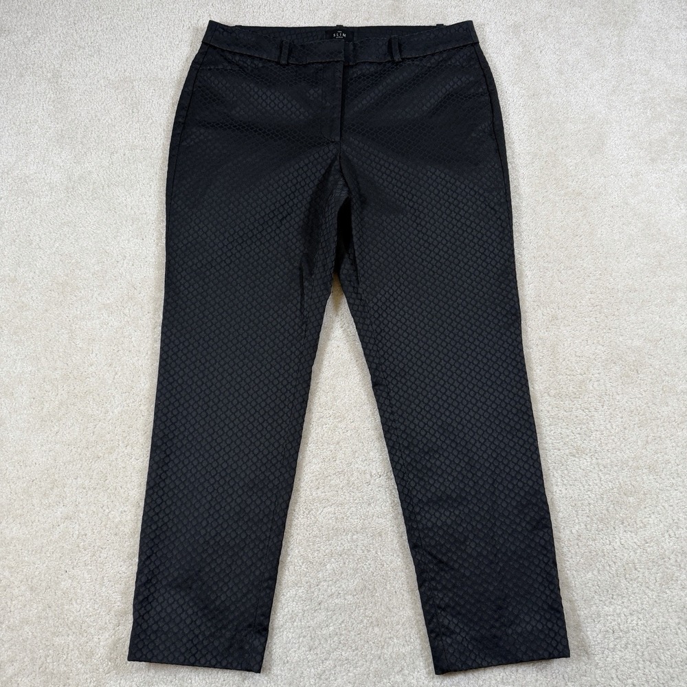 White House Black Market The Slim Ankle Pant Womens 10 Black Patterned Stretch